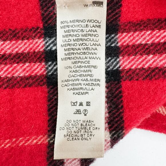 Burberry Scarf Cashmere Wool Red Check Plaid Winter Authentic Shawl Gloves Box - Picture 6 of 12